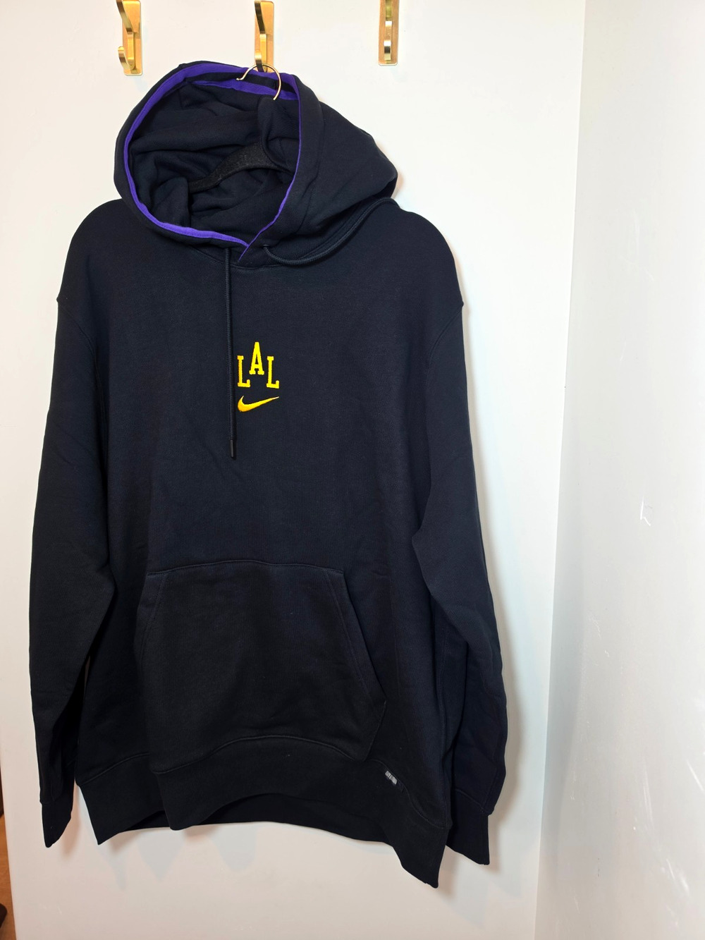 Los Angeles Lakers Nike Hoodie NBA City Edition Mens XL Black Yellow Purple New